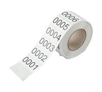 Almacenamiento optimizado con calcomanías de números de inventario consecutivos en un rollo