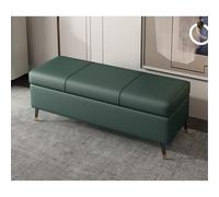Almacenamiento otomano de piel sintética - Elegante banco de entrada verde extra largo de 80 cm, reposapiés de piel sintética para sala de estar, dormitorio y pies de cama, detalles funcionales y