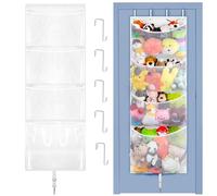 Almacenamiento para peluches colgante, organizador grande para juguetes de peluche sobre puerta, idea para holder de accesorios de bebé para guardería, bolsa tipo hamaca de malla para muñecas y osos