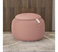 Almacenamiento redondo tapizado - Elegante mesa de café con almacenamiento oculto para sala de estar, entrada o banco de zapatos - Asiento versátil y nizer