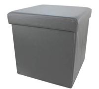 Almacenamiento Taburete De Banco Otomano Reposapiés De Cuero,Cubo Plegable Caja De Juguetes Caja Organizadora Puf Pecho Asiento Individual-Gris 30x30x30cm(12x12x12)