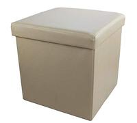 Almacenamiento Taburete De Banco Otomano Reposapiés De Cuero,Cubo Plegable Caja De Juguetes Caja Organizadora Puf Pecho Asiento Individual-Beige 40x40x40cm(16x16x16)