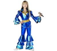 ALMACENES CASA ANGEL DISFRAZ DE BANDA POP AÑOS 70's AZUL PARA NIÑA (3-4)