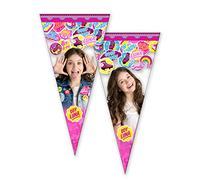 ALMACENESADAN 2366; Pack 6 Bolsas de Cono Soy Luna; Ideal para Fiestas y cumpleaños; Bolsas para gominolas o Regalos; Producto de plástico; Dimensiones 20x40 cm