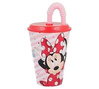 ALMACENESADAN - 2673; vaso con pajita reutilizable Disney Minnie Mouse; capacidad 415 ml; producto de plástico; No BPA