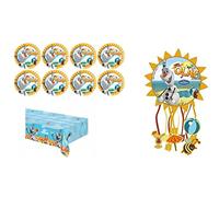 ALMACENESADAN 4672, Pack fiesta cumpleaños Disney Olaf para 8 niñas piñata, platos y mantel (8435510346720)