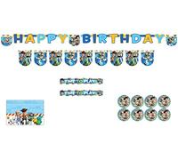 ALMACENESADAN 4673, Pack fiesta cumpleaños Toy story para 8 niñas mantel, platos, banderines, carteles y 2 guirnaldas (8435510346737)