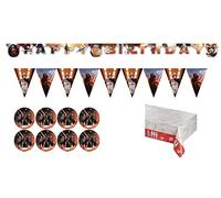 ALMACENESADAN 4676, Pack fiesta cumpleaños Disney Star wars, darth vader, para 8 niñas mantel, platos, banderines y guirnalda (8435510346768)