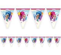 ALMACENESADAN-4748, pack Disney Shimmer and Shine compuesto guirnalda happy birthday lineal de 9 banderines de 2,40 metros, ideal para fiestas y cumpleaños, multicolor, no aplica (8435510347482)