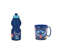 ALMACENESADAN, 4797, Pack vuelta al cole stitch; compuesto por taza microondas 350ml y botella de agua 400 ml, producto reutilizable, sin BPA
