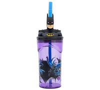ALMACENESADAN, 4911; vaso figurita 3D con caña reutilizable Batman; capacidad 360ml; producto reutilizable; libre de BPA.