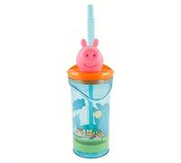 ALMACENESADAN, 4917; vaso figurita 3D con caña reutilizable Peppa pig; capacidad 360ml; producto reutilizable; libre de BPA.