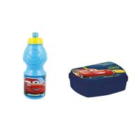 ALMACENESADAN, 4947, Pack vuelta al cole Cars; compuesto por Botella sport 400ml y sandwichera rectangular multicolor, productos reutilizables, sin BPA