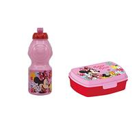 ALMACENESADAN, 4968, Pack vuelta al cole Minnie look; compuesto por Botella sport 400ml y sandwichera rectangular multicolor, productos reutilizables, sin BPA