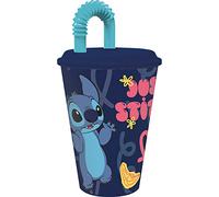ALMACENESADAN, 4993, Pack vuelta al cole stitch palms; compuesto por vaso con caña 430 ml, producto reutilizable, sin BPA