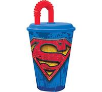 ALMACENESADAN, 4994, Pack vuelta al cole Superman symbol; compuesto por vaso con caña 430 ml, producto reutilizable, sin BPA