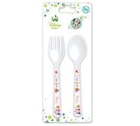 ALMACENESADAN, 5090, Set de 2 cubiertos reutilizables, ideal para el día a día como para celebrar tus fiestas, libre de BPA; cubierto y tenedor; de la licencia (Minnie baby)