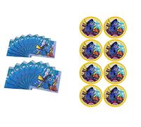 ALMACENESADAN, 5115, Pack fiesta cumpleaños; pack 8 platos de cartón 23 cm y pack 20 servilletas de papel 33x33 cm; de la licencia (Buscando a Dory)
