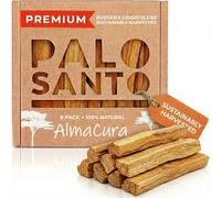 AlmaCura Palitos de palosanto (8) Incienso con Certificado Puro de Forma ética y sostenible cosechado de árboles caídos en Perú (no Ecuador). Protección, meditación, Alivio, curación, Limpieza