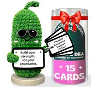 Almacura Regalos de pepinillos de apoyo emocional de alta calidad, animales positivos de ganchillo con tarjetas motivacionales intercambiables y código QR para mensajes personalizados, regalo