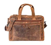 ALMADIH BRUNO Premium - Maletín de piel de vacuno BV - Bolso de negocios unisex para hombre - Bolso bandolera para documentos (marrón vintage)