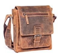 ALMADIH Luis Premium - Bolso bandolera de piel de vacuno, compacto, bolso de hombro para el tiempo libre, para la ciudad, tableta, pequeño hombre y mujer, unisex, estilo vintage, marrón, Außenmaße ca