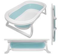 ALMAR Baby Bañera plegable bebé hasta 24 meses Azul clarito plegado compacto con patas antideslizantes para recien nacido doble plegado
