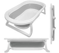 ALMAR Baby Bañera plegable bebé hasta 24 meses Gris plegado compacto con patas antideslizantes para recien nacido doble plegado