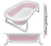 ALMAR Baby Bañera plegable bebé hasta 24 meses Rosa plegado compacto con patas antideslizantes para recien nacido doble plegado