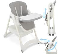 ALMAR Baby Trona de Bebe Evolutiva Gris | Silla de comer para bebe hasta niño 50 kilos, Plegable, Elevable y Reclinable con Bandeja Extraible