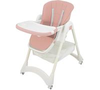 ALMAR Baby Trona de bebe evolutiva, plegable, elevable y reclinable con bandeja extraible color Rosa