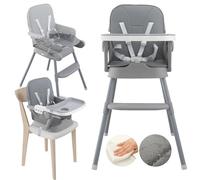 ALMAR Baby | Trona Evolutiva 3 en 1 para Bebé Gris | Silla Alta Convertible en Asiento Elevador y Silla Infantil | Ajustable, con Arnés de Seguridad| Bandeja Desmontable y Cojín Impermeable