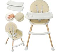 ALMAR Baby Trona para bebe beige convertible en silla 2 en 1 con asiento acolchado y bandeja trona para comer evolutiva de 6 a 36 meses