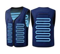 ALMASI Chalecos de enfriamiento por evaporación con inyección de agua de verano, protección solar para trabajadores al aire libre, nuevo aire acondicionado(Blue,Large)