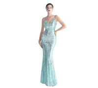 ALMASI Vestido de graduación para Mujeres Sphagetti Strap Sequin Party Destino Sexy Split Split Women's V-ECK Formal Maxi Dresses Summer(Mint Green,Small)