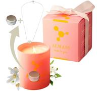 ALMASS Vela perfumada + collar chapado en plata 925 con una perla + una pequeña caja de joyería, 8% de puro perfume, caja de regalo para mujer