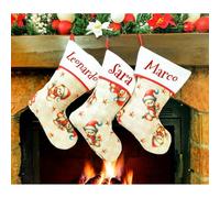 ALMATEX SRL Calcetín de Navidad para colgar con nombre, 18 x 30 cm, 30 calcetines de Navidad personalizados para decoración de fiestas familiares (18 x 30, pingüino, 3)