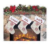 ALMATEX SRL Calcetín de Navidad para colgar con nombre, 20 x 33 cm, 33 calcetines navideños personalizados para decoración de fiestas familiares (20 x 33, Ball Cru, 3)