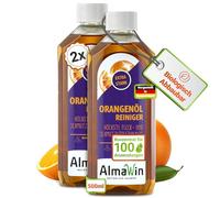 AlmaWin Limpiador de aceite de naranja extra fuerte [2 x 500 ml] ideal como limpiador multiusos y desengrasante - Limpiador concentrado vegano de naranja en botella reciclada, limpiador de aceite de