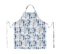 Almedahls Delantal Picknick estampado pequeño Azul-beige