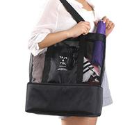 Almeigrity Bolso de Hombro de Malla Bolso de Playa de Alta Capacidad con Aislamiento de Nylon de Doble Capa con Capa más fría para Exteriores Negro