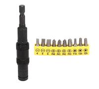 Almeigrity Mini llave de tubo multiángulo 10 en 1 juego de destornilladores de liberación rápida de 6,35 mm con 10 brocas para reparación manual de herramientas de bricolaje (Todo negro)