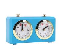 Almeigrity Reloj de ajedrez analógico Cuerda Profesional Mecanismo Multifuncional Portátil Grandes diales fáciles de Leer Competiciones de ajedrez Chino Temporizador de ajedrez (Azul Claro)