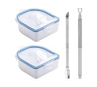 Almencla 2 Piezas Recipiente para de Uñas Bandeja Remover Esmalte Kit Herramienta Manicura Doble Capa Material Sólido Adecuado para Uso Profesional, Azul
