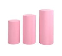 Almencla 3 Piezas Cubierta para Cilindro Plinto Soporte de Postres Funda de Poliéster Ligera Y Resistente Cumpleaños Fiestas Bodas Especi, Rosa Claro