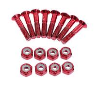 Almencla 8 Piezas Tornillos para Skateboard Juego Largo de Tuercas Y Tornillos Cabeza Plana Reemplazo para Monopatín Material Acero Al Carbono Adecuado para Pa, Rojo