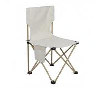 Almencla Asiento Plegable para Picnic con Bolsillo Lateral para Teléfono Diseño Compacto y Liviano Construcción Oxford Adecuado, Mediano 33x33x53 Cm, Blanco