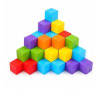 Almencla Bloques de Aprendizaje Infantil Construcción de Madera Promueven el Desarrollo y la Coordinación Manual Útiles para Niños en de Juegos, Cubos de Madera de 2.5cm, 50 p