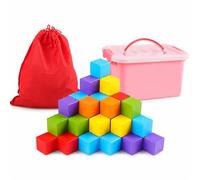 Almencla Bloques de Aprendizaje Infantil Construcción de Madera Promueven el Desarrollo y la Coordinación Manual Útiles para Niños en de Juegos, Cubos de Madera de 2cm, 50 pie
