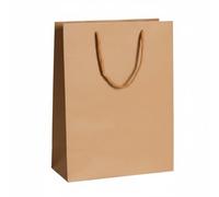 Almencla Bolsa de Papel Bolsa de Compras Bolsa con Asas Bolsa de Mercancía Bolsa de Regalo con Estilo Sobrio y Base Reforzada Lista para Personalización con, Marrón, 25-11-33cm